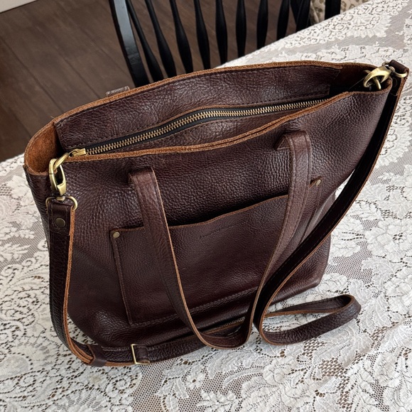 Portland leather goods, crossbody full tote, cold brew. - Picture 13 of 15